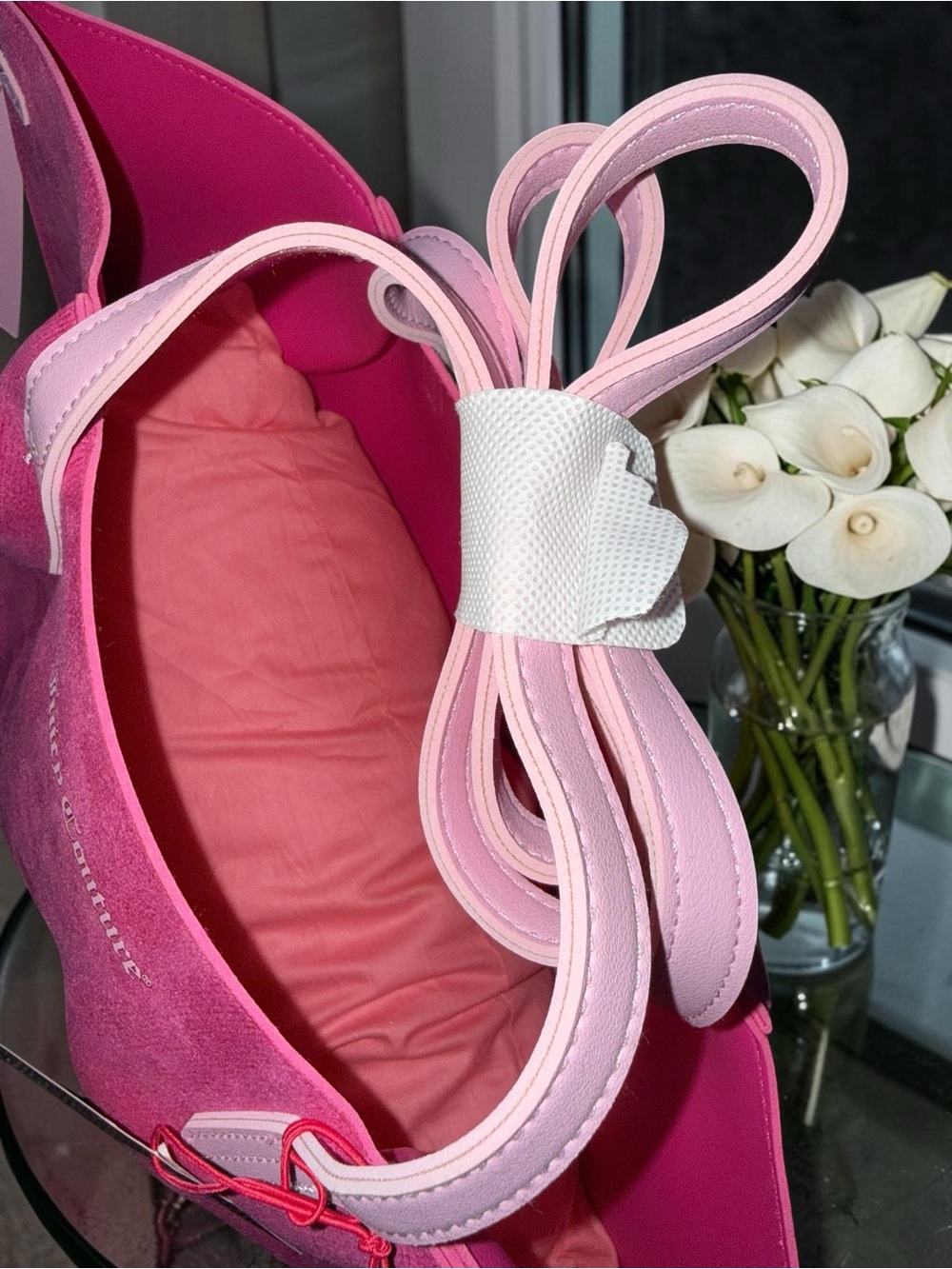 Juicy Couture Hot Pink Faux Suede Shopper Tote Bag Y2K NWT - Picture 7 of 9